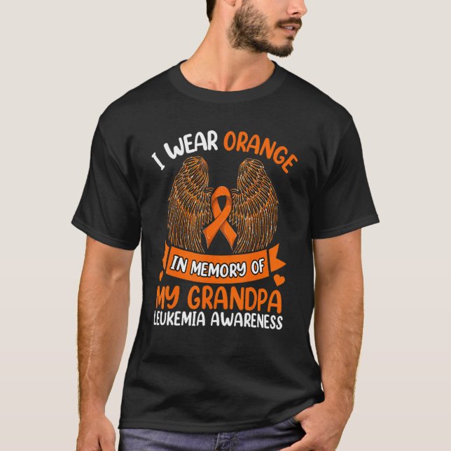 Camiseta Wings Leukemia Eu Visto Laranja Em Memória Da Minh (Frente)