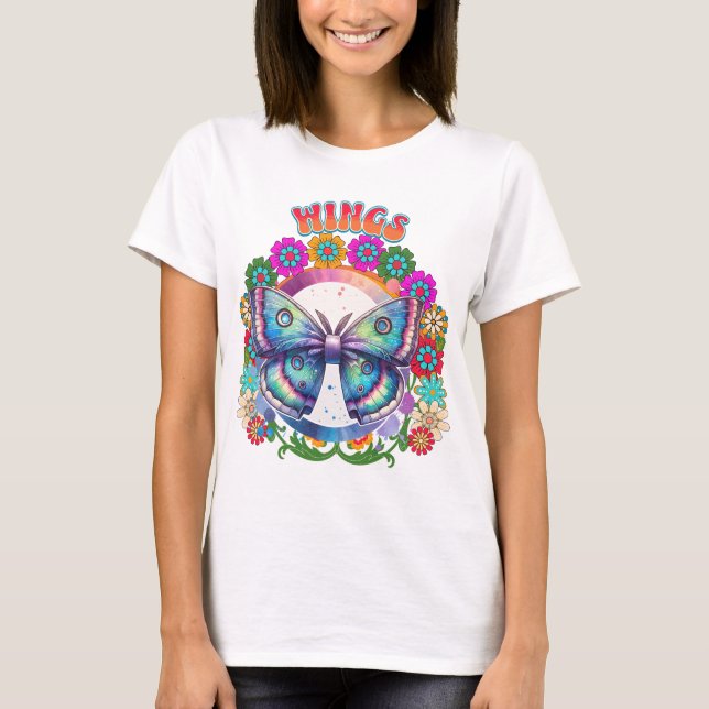 Camiseta Wings Psychedelic Butterfly Floral Fram (Frente)