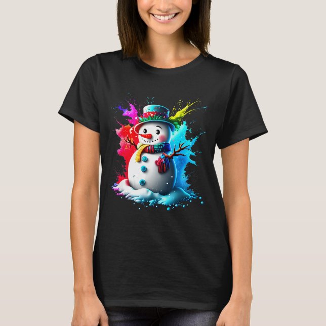 Camiseta Winter And Snow Christmas A Coloured Snowman  (Frente)
