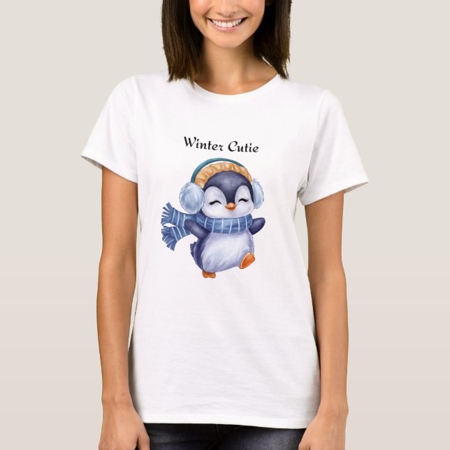 Camiseta Winter Cutie | Cute Penguin Winter T-Shirt (Frente)