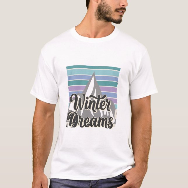 Camiseta Winter Dreams Snowy Mountain Retro Vibes T-Shirt (Frente)