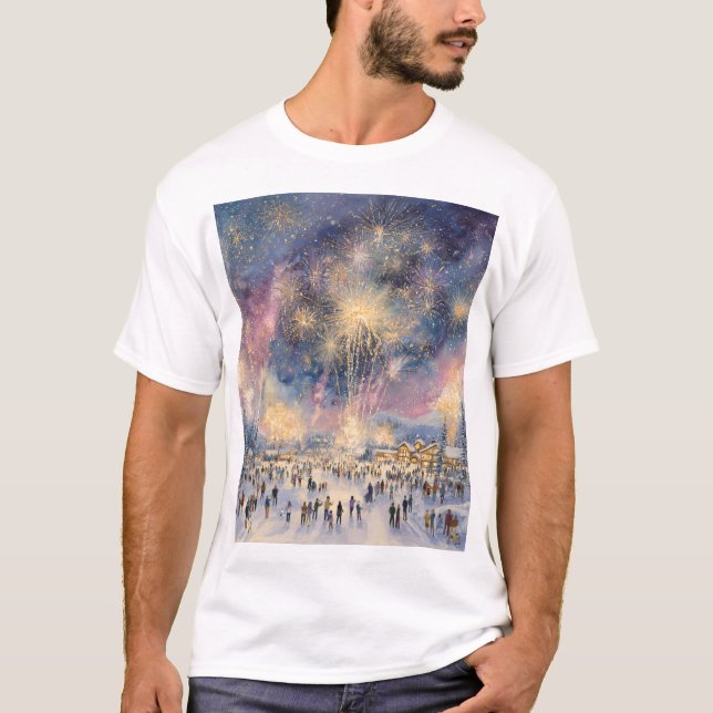 Camiseta Winter Fireworks Spectacle – New Years Celebration (Frente)
