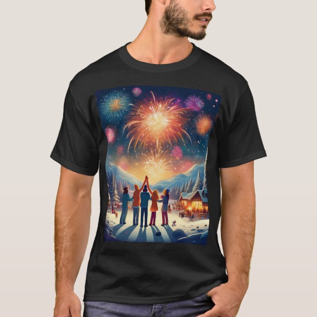 Camiseta Winter Fireworks Spectacle – New Years Celebration (Frente)