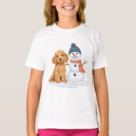 Camiseta Winter Goldendoodle Dog Cute Snowman