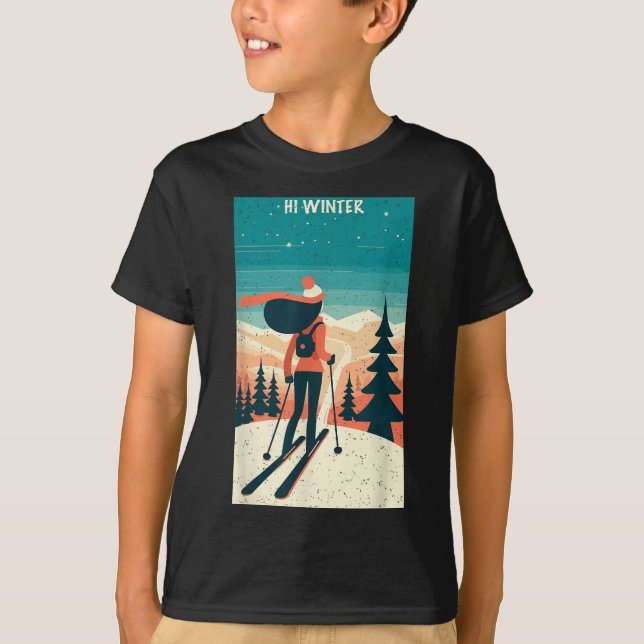 Camiseta Winter Holiday Ski Christmas X-mas Skiing Skier Wo (Frente)