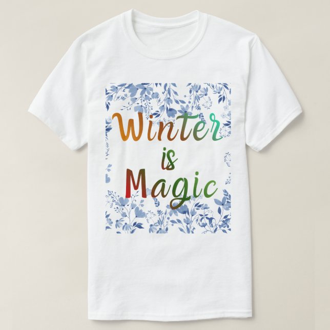 Camiseta Winter is Magic - Icy Floral Frame (Frente do Design)