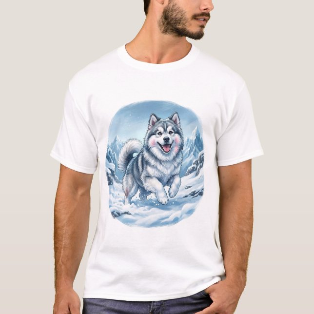 Camiseta Winter Mountain Dog Chest Print (Frente)