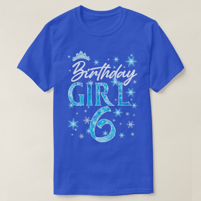 Camiseta Winter Onederland 6 Birthday Girl Snowflake Bday (Frente do Design)
