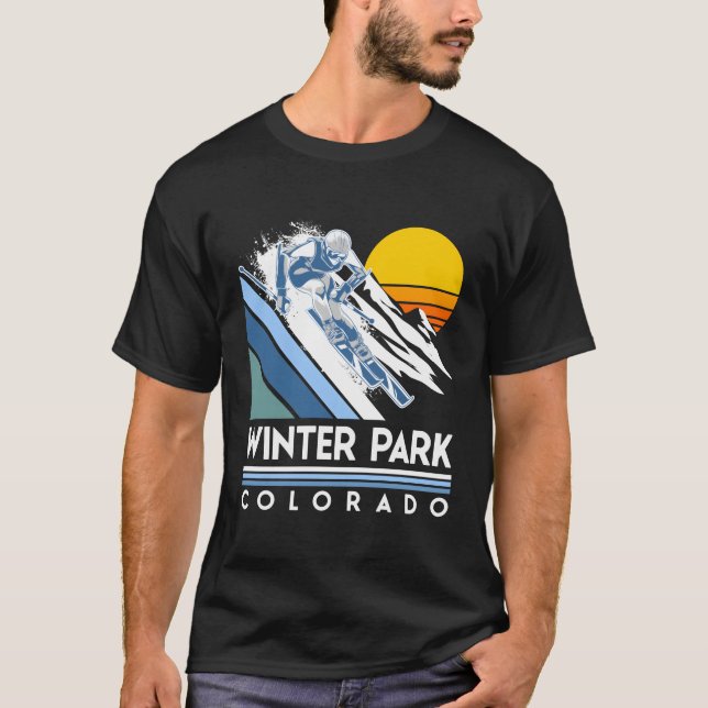 Camiseta Winter Park Colorado Retro Ski Hoodie (Frente)