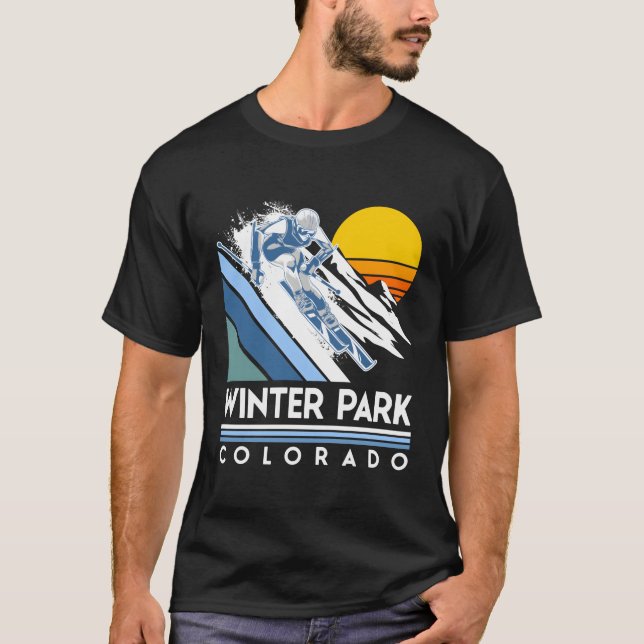 Camiseta Winter Park Colorado Retro Ski Hoodie (Frente)