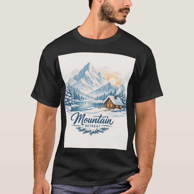 Camiseta Winter Silence: Snowy Mountain Cabin (Frente)
