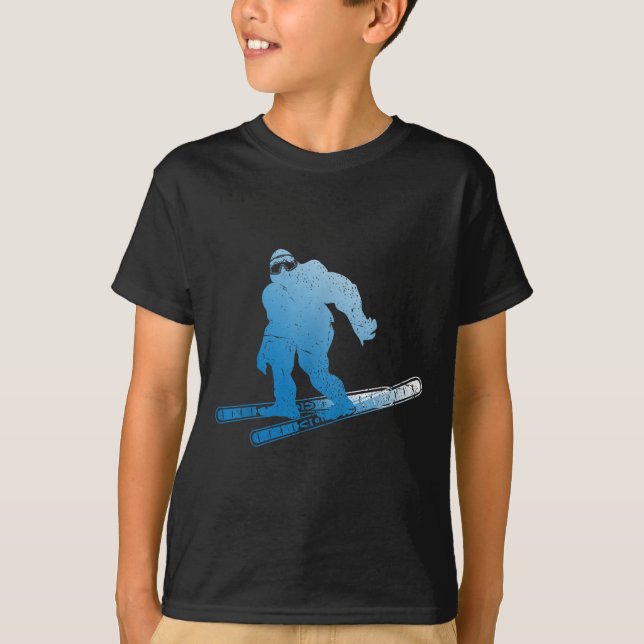 Camiseta Winter Skiing Sasquatch Ski Cryptid Cryptozoology  (Frente)
