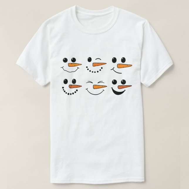 Camiseta Winter Snowman Face Christmas Snowman Figurume T-S (Frente do Design)