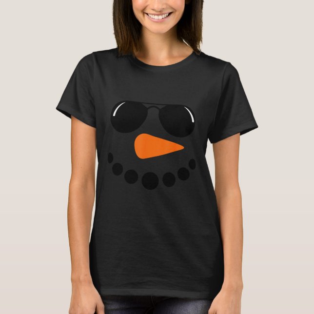 Camiseta Winter Snowman Face Eyelashes Christmas Xmas For B (Frente)