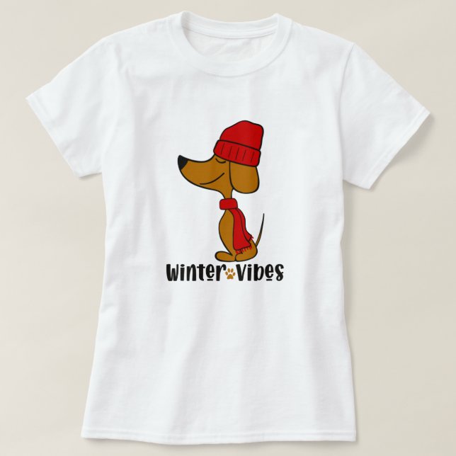 Camiseta Winter Vibes Dachshund T-Shirt (Frente do Design)