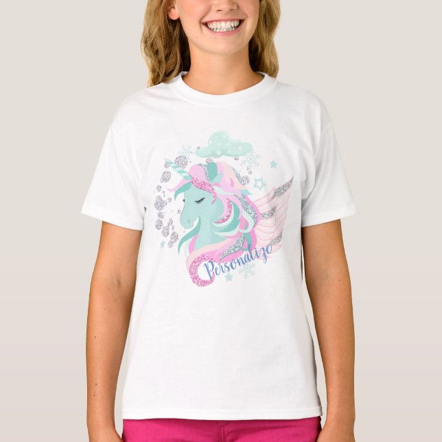 Camiseta Winter Wonderland Silver Sparkle Unicorn Persoa (Frente)