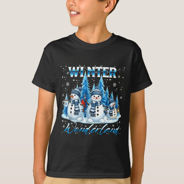 Camiseta Winter Wonderland Snowman Family Snowflake Cozy Wi (Frente)