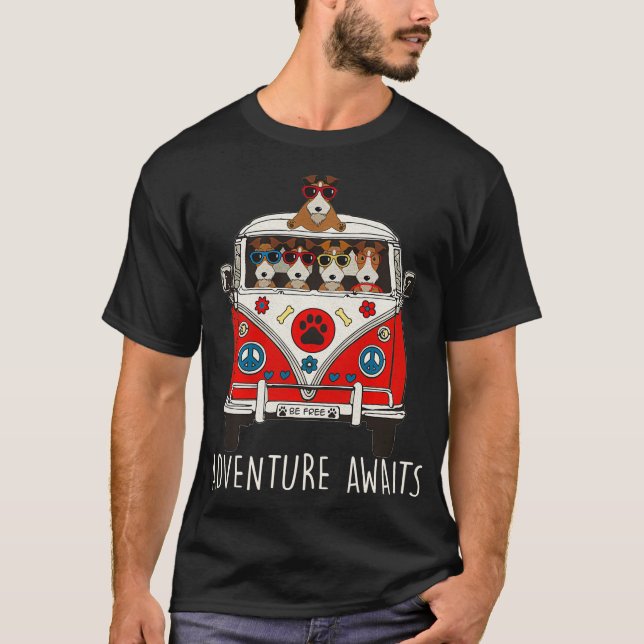 Camiseta Wire Fox Terrier Adventure Aguarda Trabalho de art (Frente)