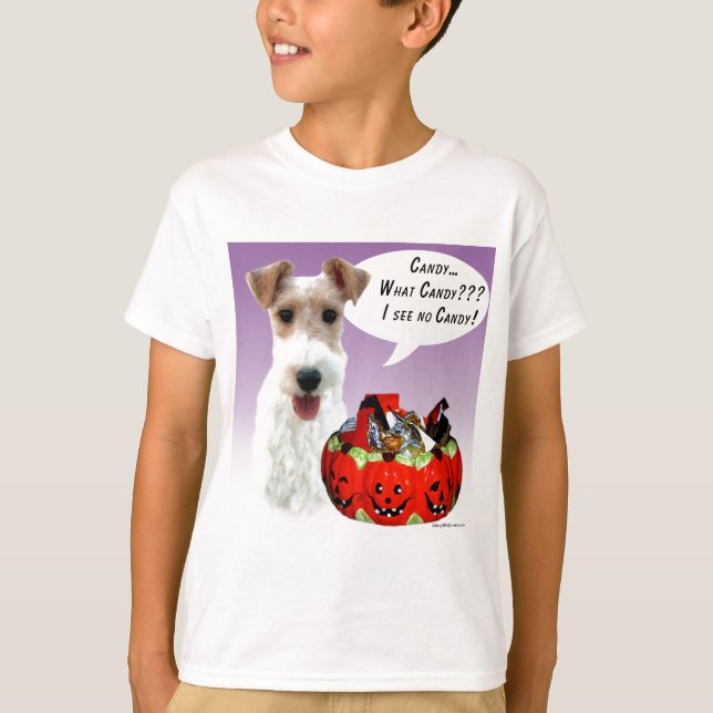 Camiseta Wire Fox Terrier Halloween Candy (Frente)