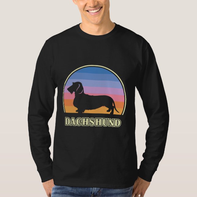Camiseta Wire Haired Dachshund Vintage Sunset Dog (Frente)