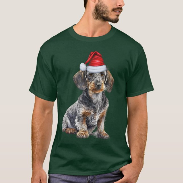 Camiseta Wirehair Dachshund Lover Funny Christmas Dog (Frente)