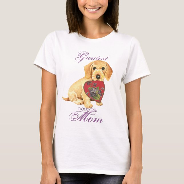 Camiseta Wirehaired Dachshund Heart Mãe (Frente)