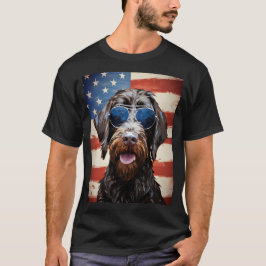 Camiseta Wirehaired Pointing Griffon 4 de julho bandeira am