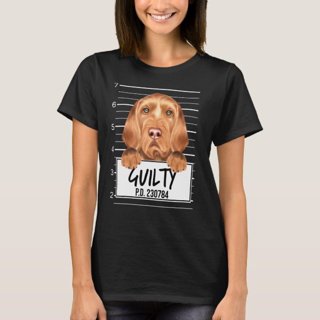 Camiseta Wirehaired Vizsla Mugshot Guilty Dog (Frente)