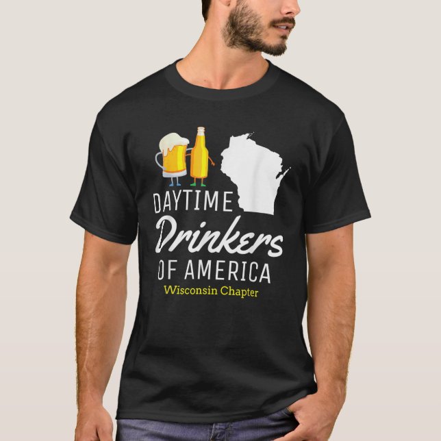 Camiseta Wisconsin American Day Bebendo Engraçado Beer Beer (Frente)