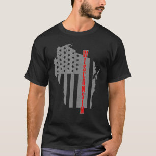 Camiseta Wisconsin American Flag Map Pride Patriotic 4th Of