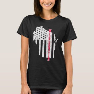 Camiseta Wisconsin American Flag Map Pride Patriotic 4th Of