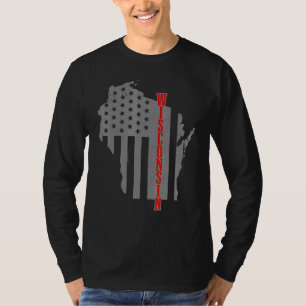 Camiseta Wisconsin American Flag Map Pride Patriotic 4th Of