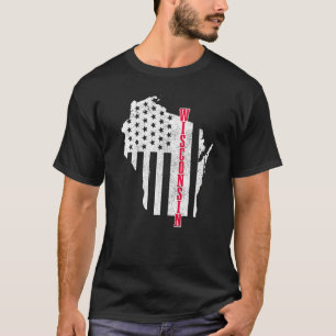 Camiseta Wisconsin American Flag Map Pride Patriotic 4th Of