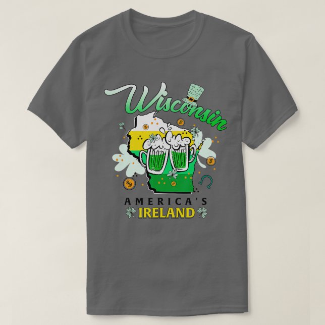 Camiseta Wisconsin Americas Irlanda Dia de São Patrício Irl (Frente do Design)