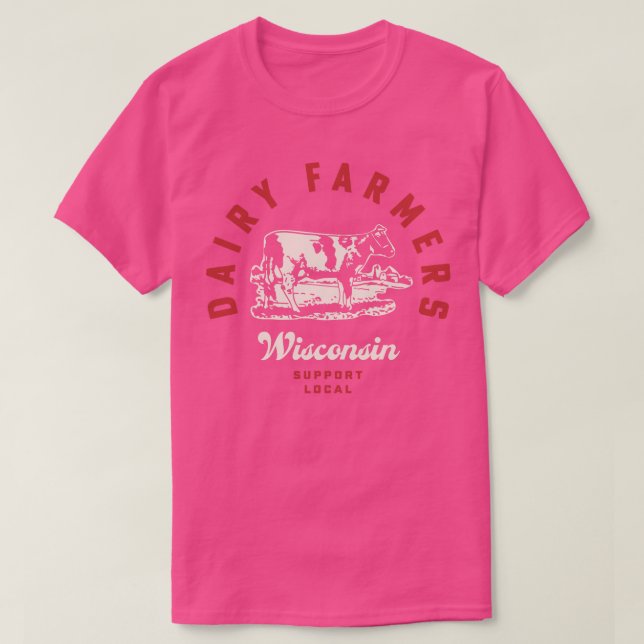 Camiseta Wisconsin Dairy Farmers Milk Vaga Fazendas de Leit (Frente do Design)
