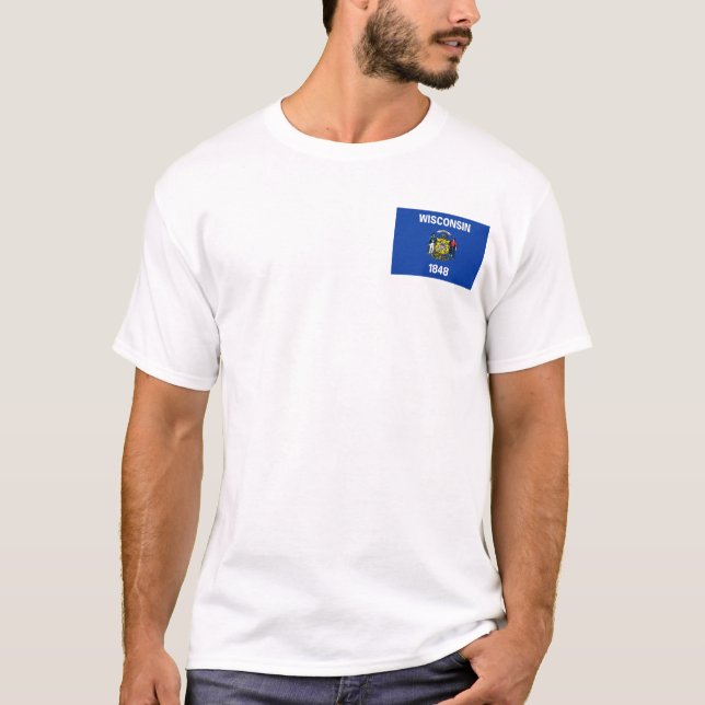 Camiseta Wisconsin Flag + Mapa T-Shirt (Frente)