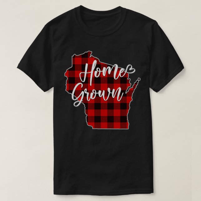 Camiseta Wisconsin Home Cultivou Red Xadrez Buffalo WI Stat (Frente do Design)