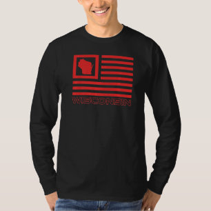 Camiseta Wisconsin Map Shape Usa Flag The Badger State Wisc