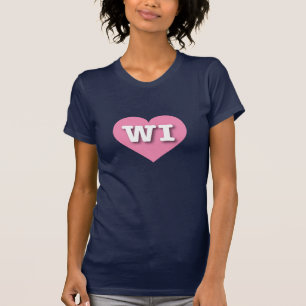 Camiseta Wisconsin Pink Heart - Eu amo WI