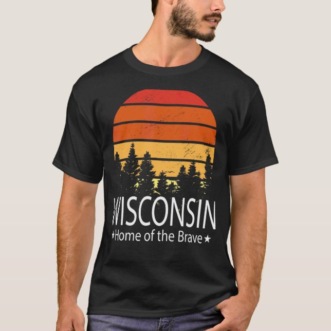 Camiseta Wisconsin State Home Of The Brave Wisconsin Love (Frente)