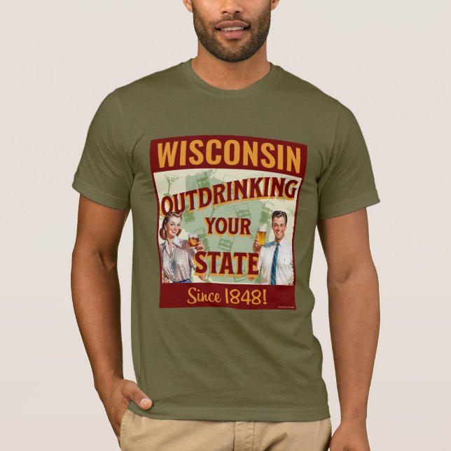 Camiseta Wisconsin Tomando o seu Estado fora do ar desde 18 (Frente)
