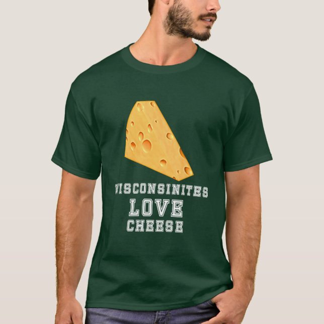 Camiseta Wisconsinites Adoram Queijo Fonte Especial Unisex (Frente)
