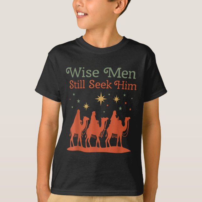 Camiseta Wise Men Still Seek Him Nativity Scene Christian C (Frente)