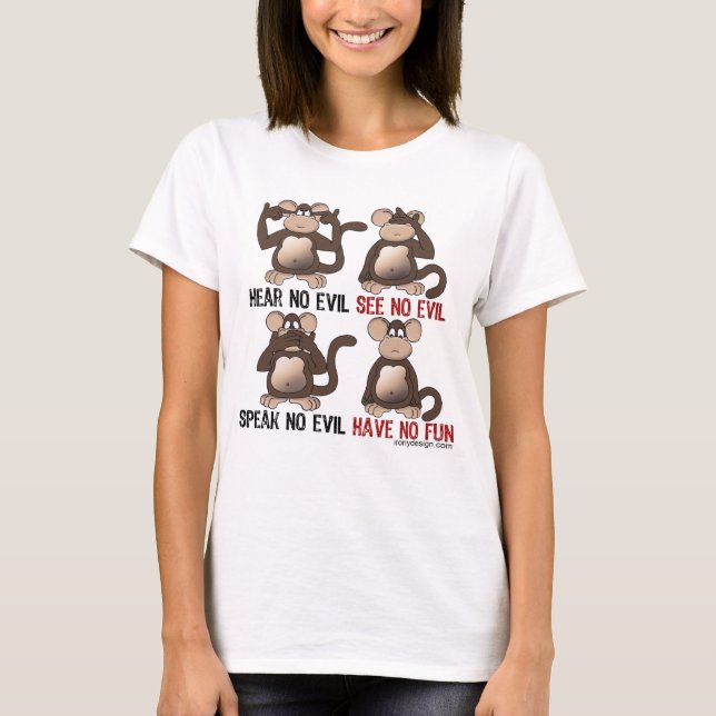 Camiseta Wise Monkeys Humor (Frente)