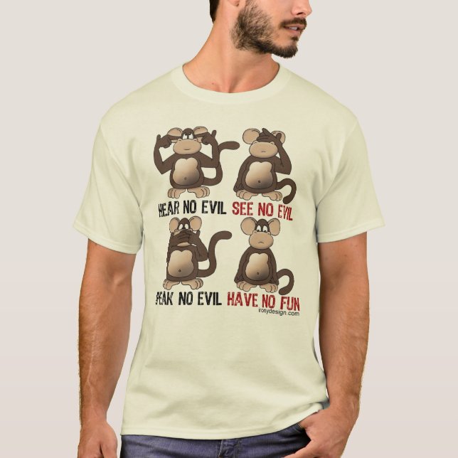 Camiseta Wise Monkeys Humor (Frente)