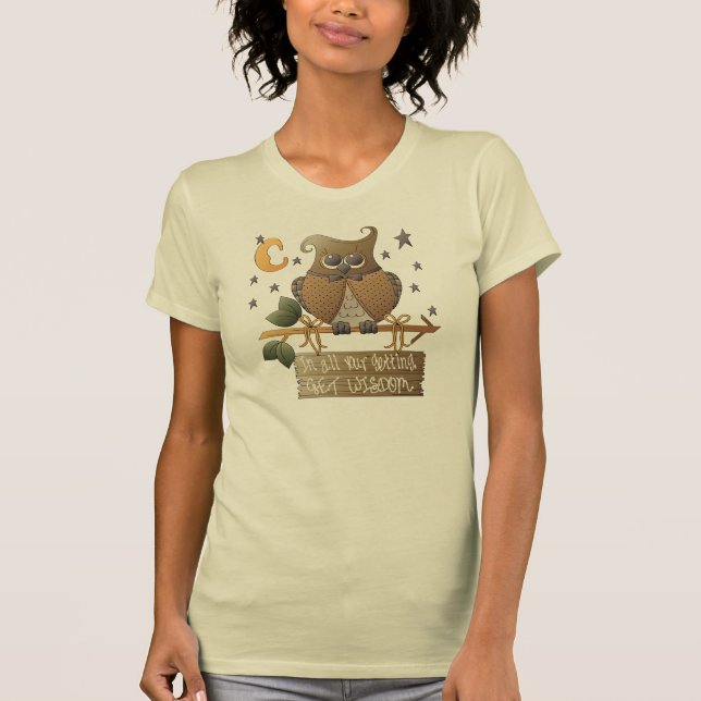 Camiseta Wise Old Owl das Mulheres (Frente)