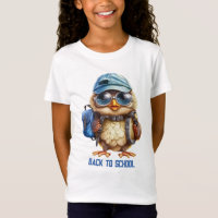 Wise Owl com a mochila azul, chapéus e uma pálpebr