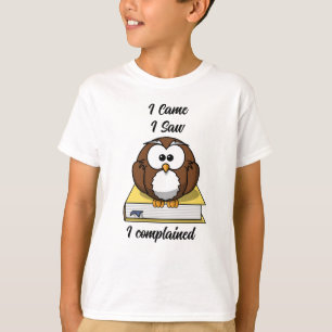 Camiseta Wise Owl em um livro - Bela caricatura de volta à