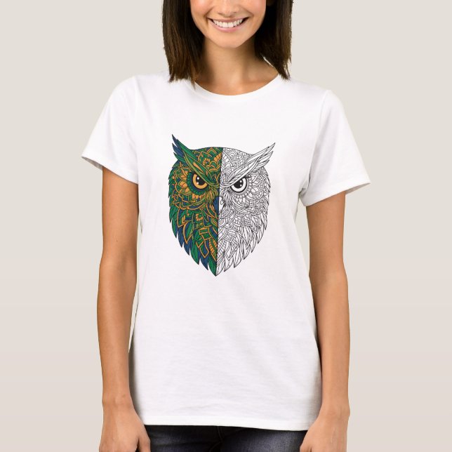 Camiseta Wise Owl Mandala Artistic Spirit Bird T-Shirt (Frente)