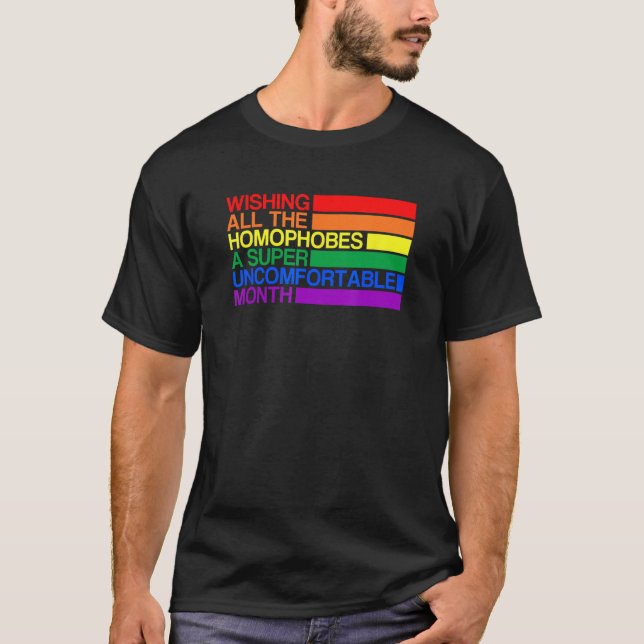 Camiseta Wish All Homophobes Happy LGBTQ Pride Month LGBTQI (Frente)